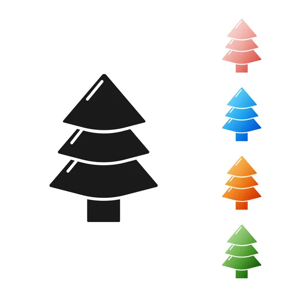 Icono del árbol de Navidad negro aislado sobre fondo blanco. Feliz Navidad y Feliz Año Nuevo. Establecer iconos de colores. Ilustración vectorial — Vector de stock