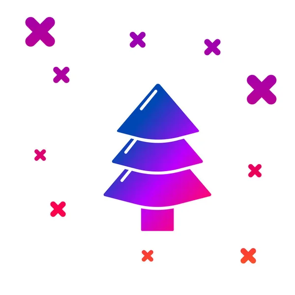 Icona dell'albero di Natale di colore isolato su sfondo bianco. Buon Natale e felice anno nuovo. Gradiente forme dinamiche casuali. Illustrazione vettoriale — Vettoriale Stock