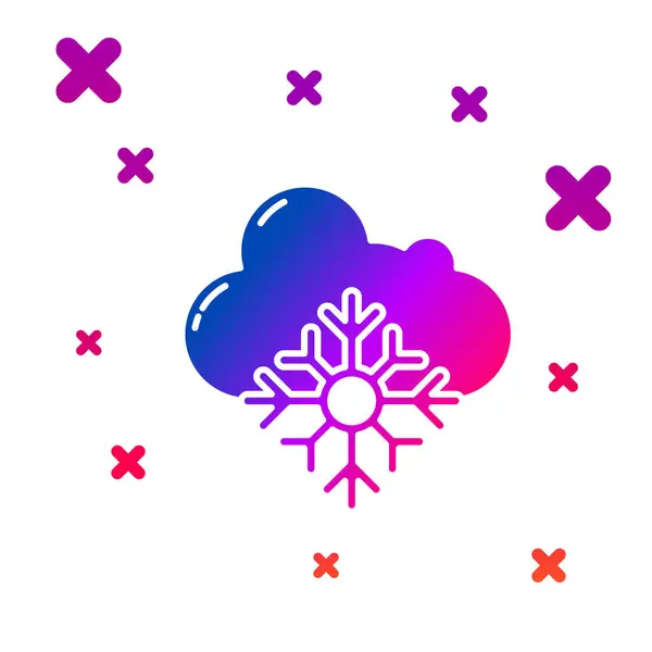 Nube de color con icono de nieve aislado sobre fondo blanco. Nube con copos de nieve. Icono de tiempo único. Signo de niebla. Gradiente formas dinámicas aleatorias. Ilustración vectorial — Vector de stock