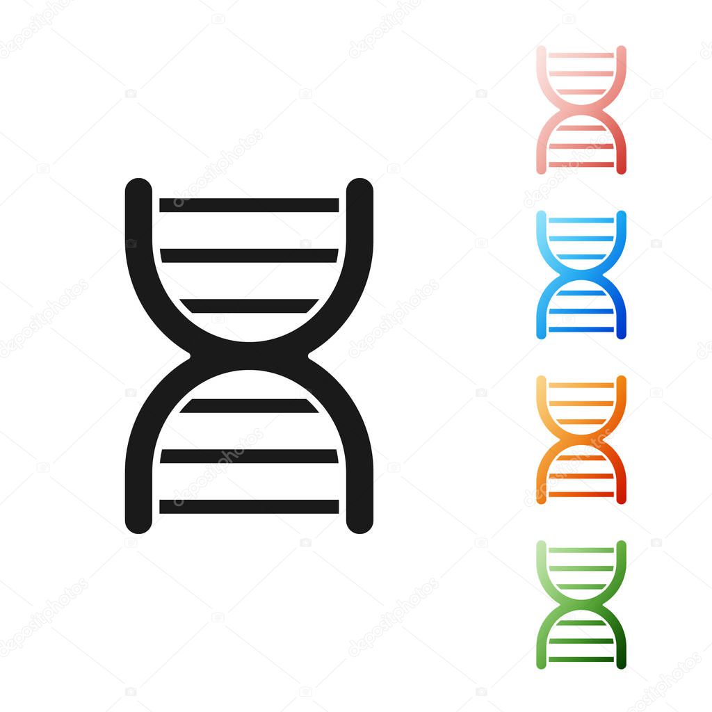 Black DNA symbol icon isolated on white background. Set icons colorful. Vector Illustration