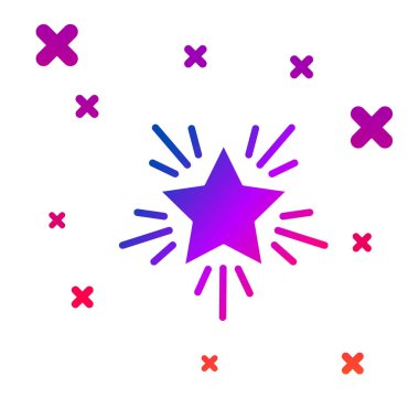 Beyaz arkaplanda izole edilmiş renkli Noel yıldızı simgesi. Mutlu Noeller ve mutlu yıllar. Kademeli rastgele dinamik şekiller. Vektör İllüstrasyonu