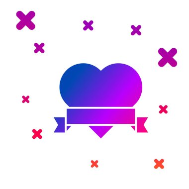 Renk Kalbi ve kurdele simgesi beyaz arkaplanda izole edilmiş. Romantik sembol, bağlanma, tutku ve düğün. Sevgililer Günü sembolü. Kademeli rastgele dinamik şekiller. Vektör İllüstrasyonu