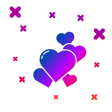 Renk Kalbi simgesi beyaz arkaplanda izole edildi. Romantik sembol, bağlanma, tutku ve düğün. Sevgililer Günü sembolü. Kademeli rastgele dinamik şekiller. Vektör İllüstrasyonu