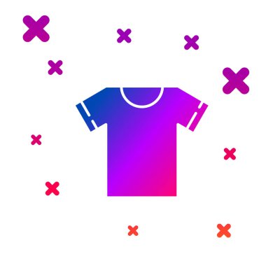 Beyaz arkaplanda izole edilmiş renkli tişört simgesi. Kademeli rastgele dinamik şekiller. Vektör İllüstrasyonu