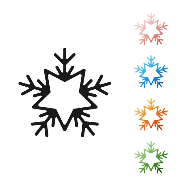 Black Snowflake icon isolated on white background. Merry Christmas and Happy New Year. Set icons colorful. Vector Illustration — Stock Vector