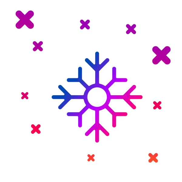 Farbe Schneeflocke Symbol isoliert auf weißem Hintergrund. Frohe Weihnachten und ein gutes neues Jahr. Gradienten zufällige dynamische Formen. Vektorillustration — Stockvektor