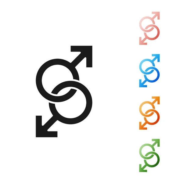Schwarzes männliches Gender-Symbol auf weißem Hintergrund. setzen Symbole bunt. Vektorillustration — Stockvektor