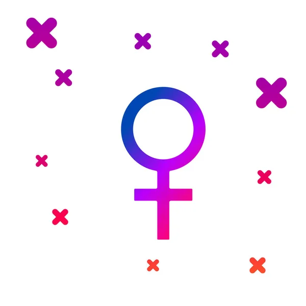 Farbe weibliches Geschlechtssymbol Symbol isoliert auf weißem Hintergrund. Venussymbol. das Symbol für einen weiblichen Organismus oder eine Frau. Gradienten zufällige dynamische Formen. Vektorillustration — Stockvektor