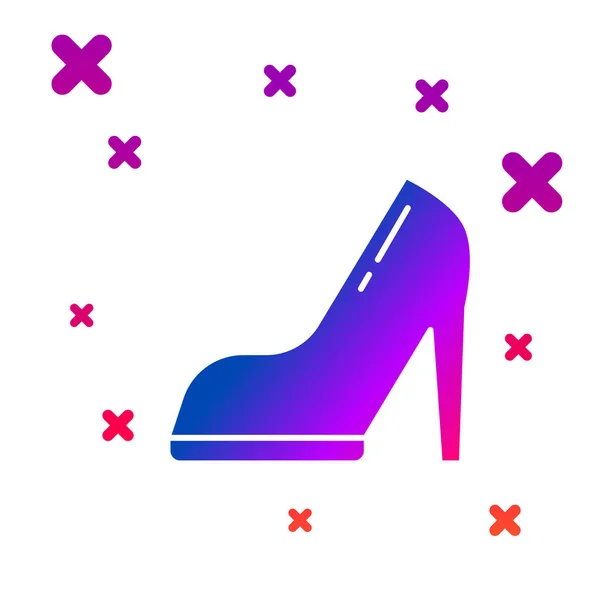 Zapato Mujer Color con icono de tacón alto aislado sobre fondo blanco. Gradiente formas dinámicas aleatorias. Ilustración vectorial — Vector de stock