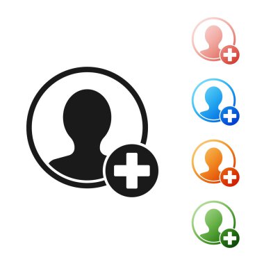 Beyaz arkaplanda siyah hesap ekranı simgesi oluştur. Simgeleri renklendirin. Vektör İllüstrasyonu