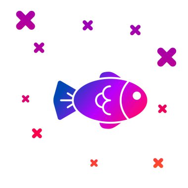 Beyaz arka planda izole renkli balık simgesi. Degrade rasgele dinamik şekiller. Vektör Illustration