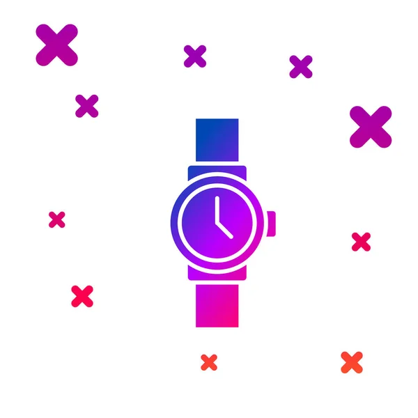 Kleur Wrist horloge pictogram geïsoleerd op witte achtergrond. Een horloge icoon. Gradiënt willekeurige dynamische vormen. Vector Illustratie — Stockvector