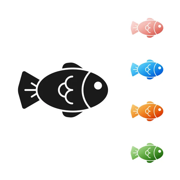 Icono de Black Fish aislado sobre fondo blanco. Establecer iconos de colores. Ilustración vectorial — Vector de stock