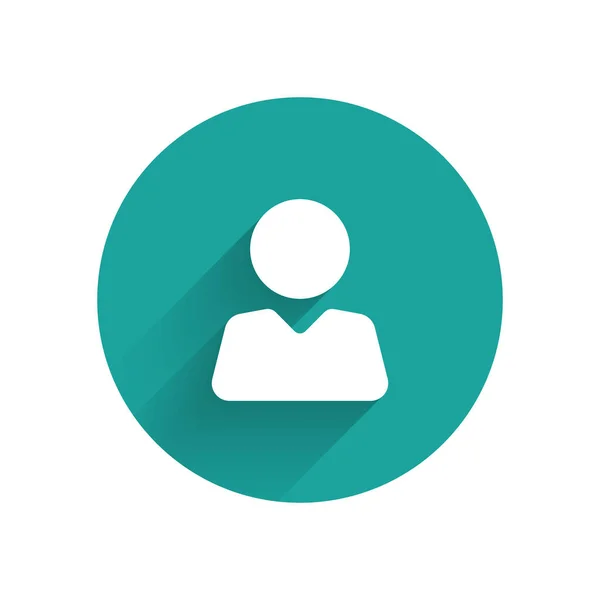 Uzun gölgeli arkadaş simgesine beyaz ekleme. Yeşil daire düğmesi. Vektör İllüstrasyonu