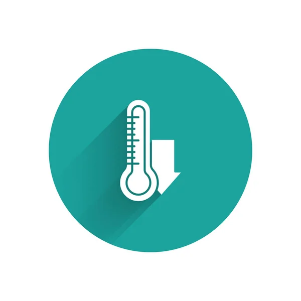 Termômetro Meteorologia Branca Ícone Medição Isolado Com Sombra Longa Equipamento — Vetor de Stock