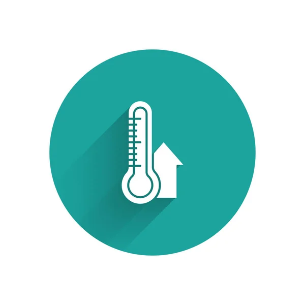 Thermomètre Météorologique Blanc Mesurant Icône Isolée Avec Une Ombre Longue — Image vectorielle