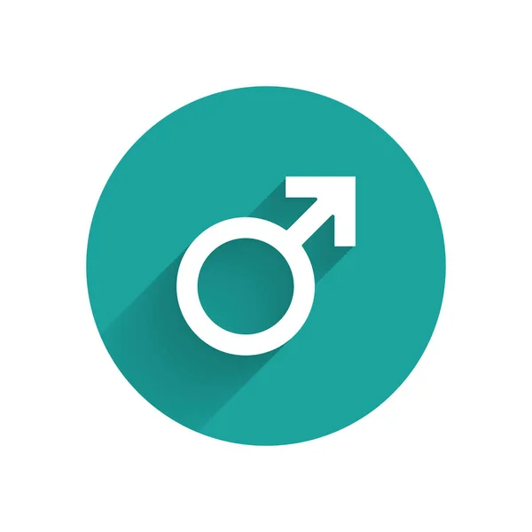 Λευκό Αρσενικό Εικονίδιο Σύμβολο Του Φύλου Απομονώνεται Μακρά Σκιά Κουμπί — Διανυσματικό Αρχείο