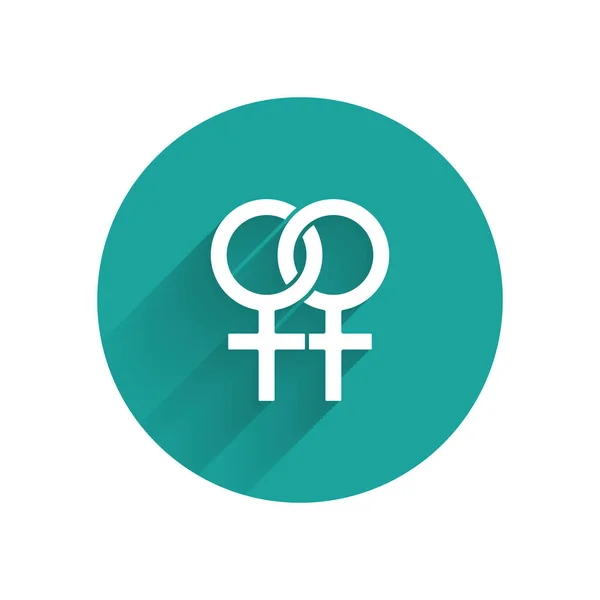 Icona Simbolo Genere Femminile Bianco Isolato Con Lunga Ombra Simbolo — Vettoriale Stock