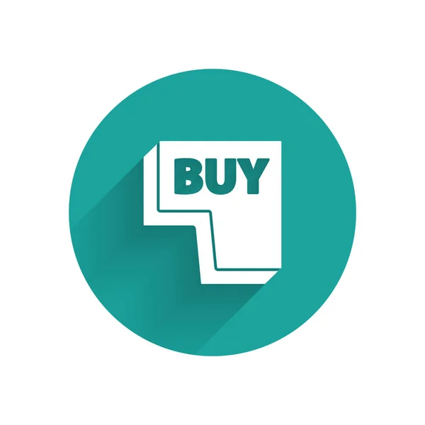 Ícone Botão White Buy Isolado Com Sombra Longa Botão Círculo — Vetor de Stock