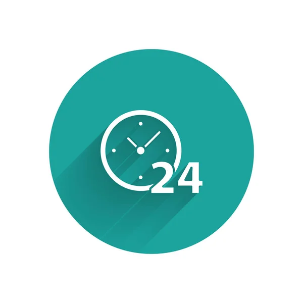 Horloge Blanche Icône Heures Isolée Avec Une Ombre Longue Icône — Image vectorielle