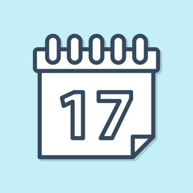 Mavi çizgi Aziz Patrick günü mavi arka planda izole takvim ikonu ile. Tarih 17 Mart. Vektör İllüstrasyonu