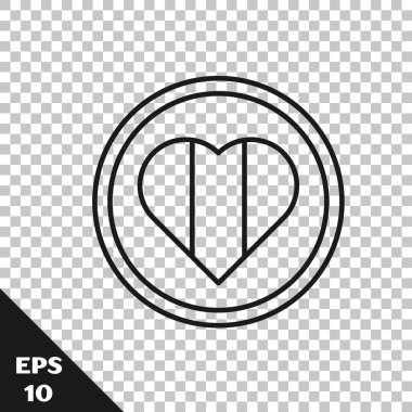 Siyah çizgi kalp simgesi şeffaf arkaplanda izole edildi. Mutlu Aziz Patrick günleri. Vektör İllüstrasyonu