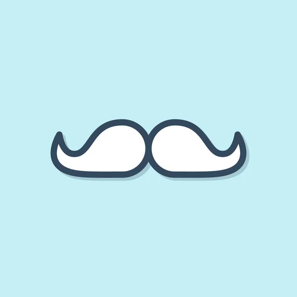 Ligne Bleue Icône Moustache Isolé Sur Fond Bleu Symbole Coiffeur — Image vectorielle