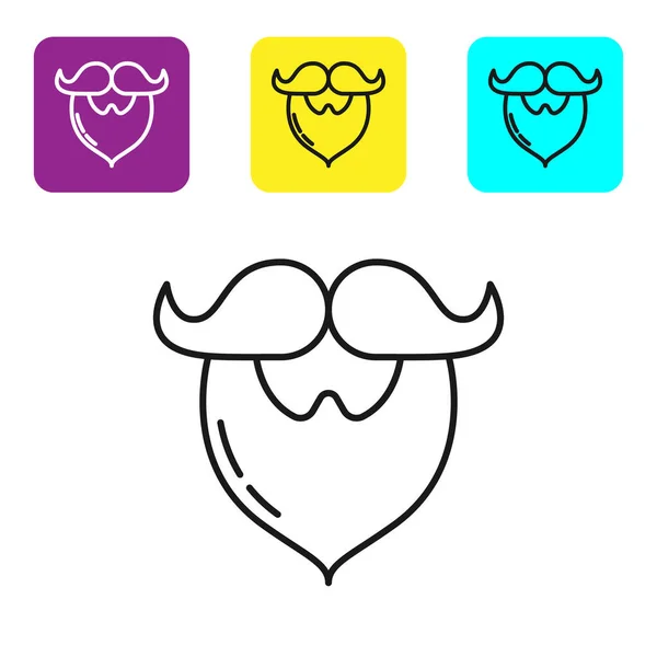 Ligne Noire Moustache Icône Barbe Isolé Sur Fond Blanc Symbole — Image vectorielle