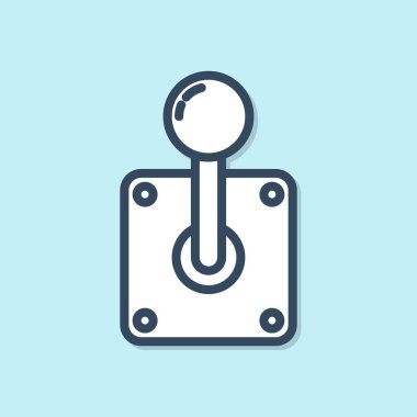 Mavi arka plan üzerinde izole arcade makine simgesi için Mavi çizgi Joystick. Joystick oyun kolu. Vektör İllüstrasyonu