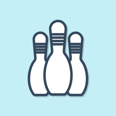 Mavi çizgi bovling lobut simgesi mavi arkaplanda izole edildi. Vektör İllüstrasyonu