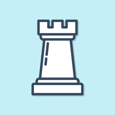 Mavi çizgi iş stratejisi simgesi mavi arkaplanda izole edildi. Satranç sembolü. Oyun, yönetim, finans. Vektör İllüstrasyonu