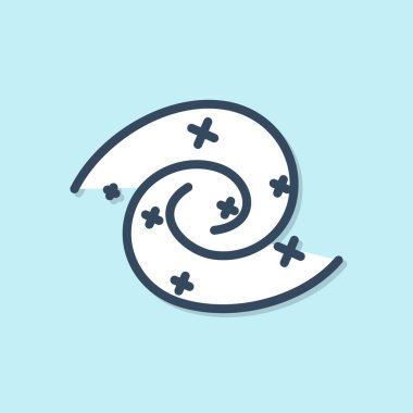 Mavi çizgi Kara Delik simgesi mavi arkaplanda izole edildi. Uzay deliği. Collapsar. Vektör İllüstrasyonu