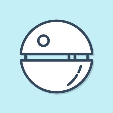 Mavi çizgi Ölüm Yıldızı ikonu mavi arka planda izole edildi. Vektör İllüstrasyonu