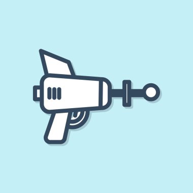 Mavi çizgi ışın tabancası ikonu mavi arkaplanda izole edildi. Lazer silahı. Uzay silahı. Vektör İllüstrasyonu