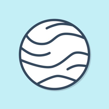 Mavi çizgi Gezegen simgesi mavi arkaplanda izole edildi. Vektör İllüstrasyonu