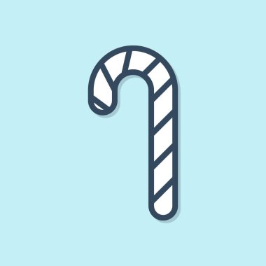 Mavi çizgi Noel şeker kamışı mavi arka planda izole edilmiş çizgili simge. Mutlu Noeller ve mutlu yıllar. Vektör İllüstrasyonu