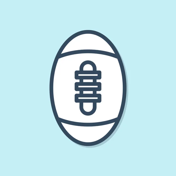 Blaue Linie American Football Ball Symbol Isoliert Auf Blauem Hintergrund — Stockvektor