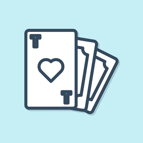 Blaue Linie Spielkarte Mit Herz Symbol Symbol Auf Blauem Hintergrund — Stockvektor