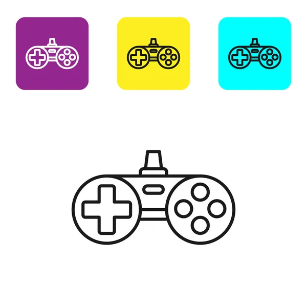 Ligne Noire Icône Gamepad Isolé Sur Fond Blanc Contrôleur Jeu — Image vectorielle