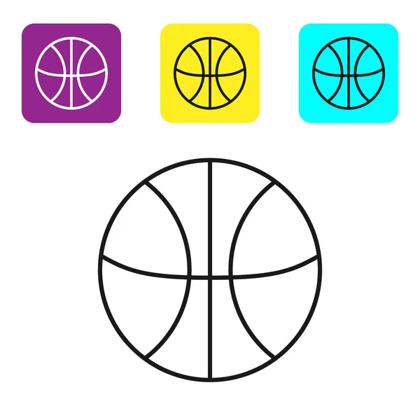 Black Line Basketball Ball Icon Isolated White Background Sport Symbol — ストックベクタ