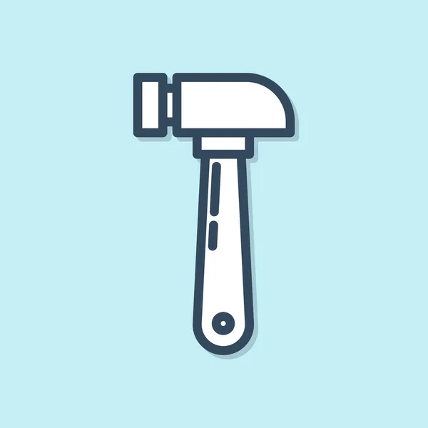 Blue Line Hammer Icon Isolated Blue Background Tool Repair Vector — ストックベクタ