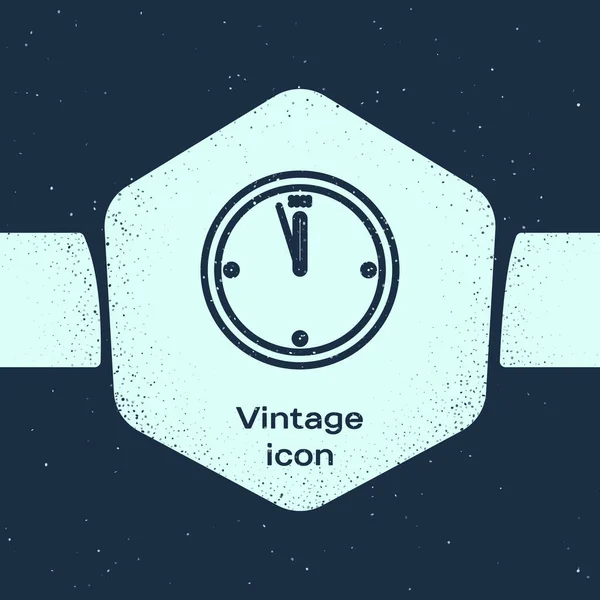 Línea Grunge Icono Del Reloj Aislado Sobre Fondo Azul Símbolo — Archivo Imágenes Vectoriales