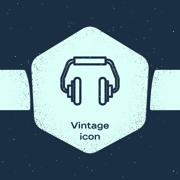 Grunge Line Headphones Icon Isolated Blue Background Earphones Concept Listening — ストックベクタ