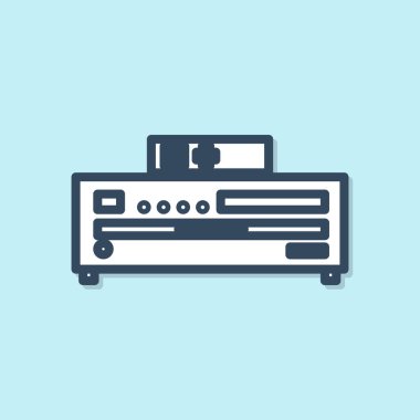 Mavi çizgi Müzik CD oynatıcı simgesi mavi arkaplanda izole edildi. Taşınabilir müzik cihazı. Vektör İllüstrasyonu