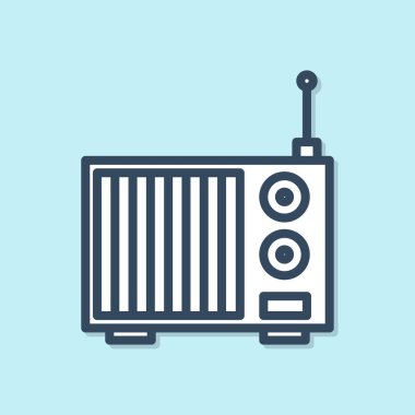 Mavi hat Radyo 'nun mavi arka planında anten simgesi var. Vektör İllüstrasyonu