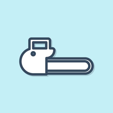 Mavi çizgi testeresi simgesi mavi arkaplanda izole edildi. Vektör İllüstrasyonu