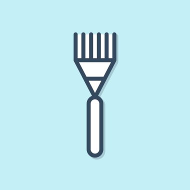 Mavi çizgi Bahçe komisyon simgesi mavi arka plan üzerinde izole. Bahçecilik, tarım, tarım için bir araç. Yer kültivatör. Temizlik ekipmanları. Vektör İllüstrasyonu