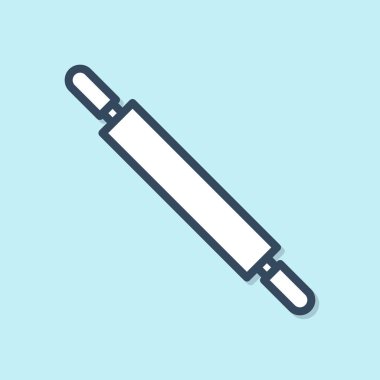 Mavi çizgi yuvarlanan pin simgesi mavi arkaplanda izole edildi. Vektör İllüstrasyonu