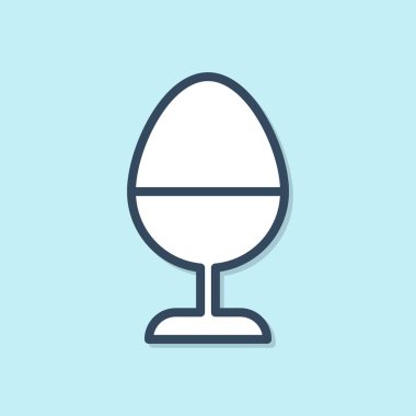 Mavi çizgili Tavuk yumurtası mavi arka planda izole edilmiş bir simge üzerinde. Vektör İllüstrasyonu