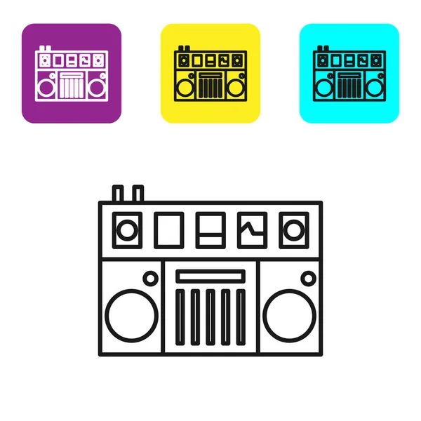 Black Line Remote Playing Mixing Music Icon Isolated White Background — Stock Vector